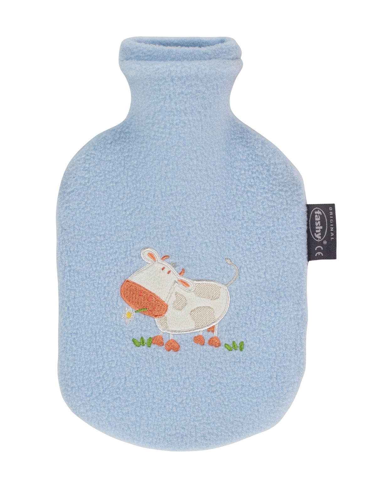 Fashy 0.8 Litre Hot Water Bottle with Fleece Cover - Baby Blue