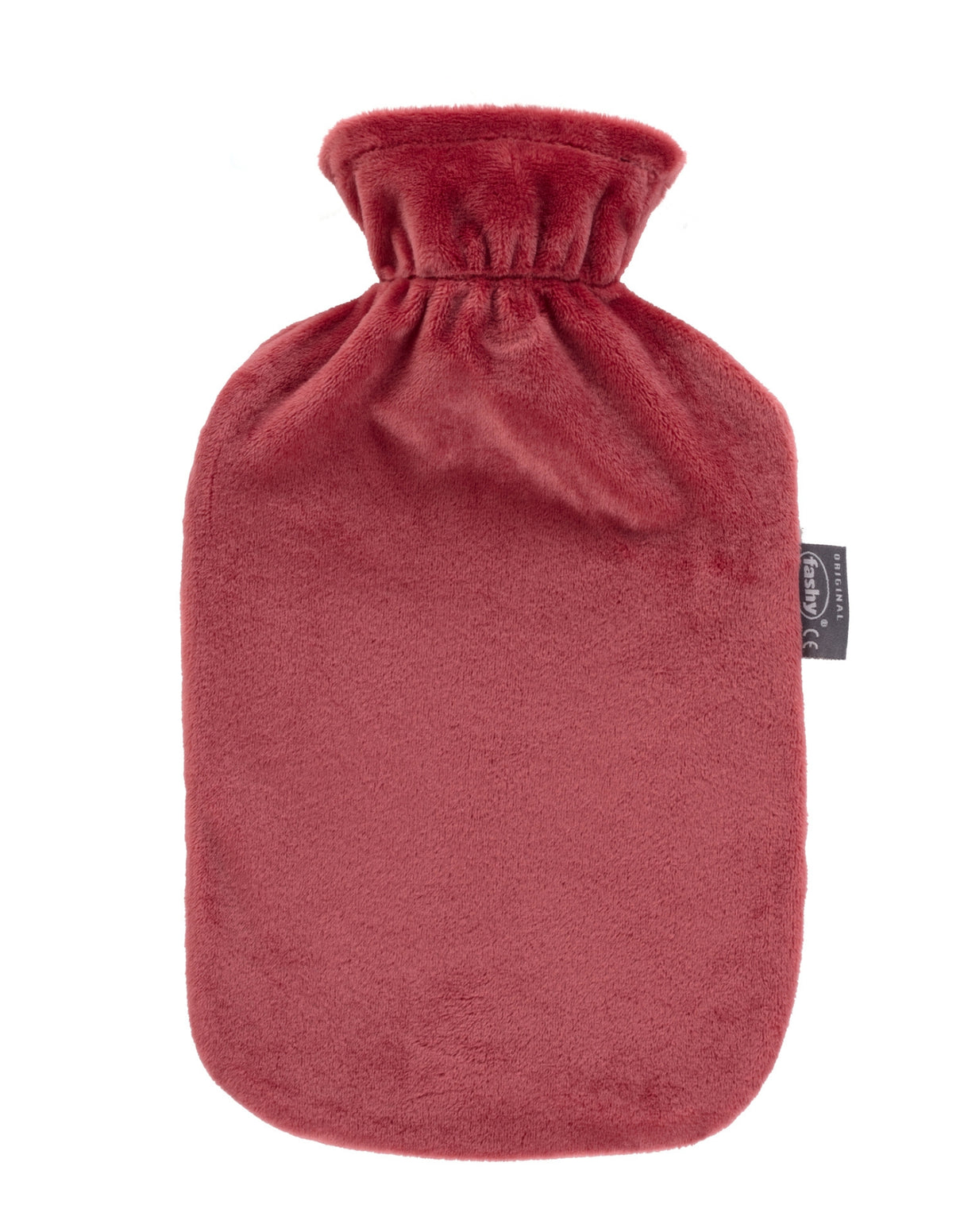 Fashy 2 Litre Hot Water Bottles with Fleece Cover - Bordeaux Red