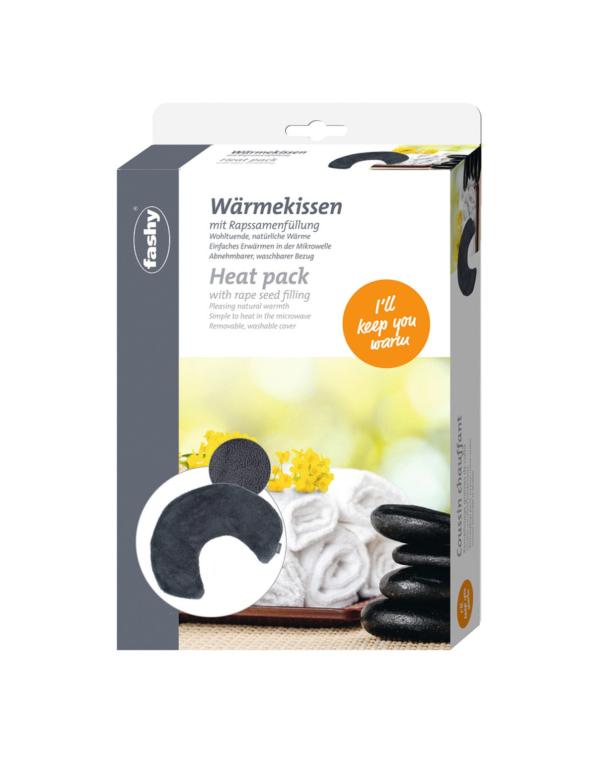 Fashy Rapeseed Heat Pack with Plush Cover - Dark Grey - Packaging