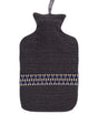 Fashy 2 Litre Hot Water Bottle with Embroidered Border Case - Black/Multi