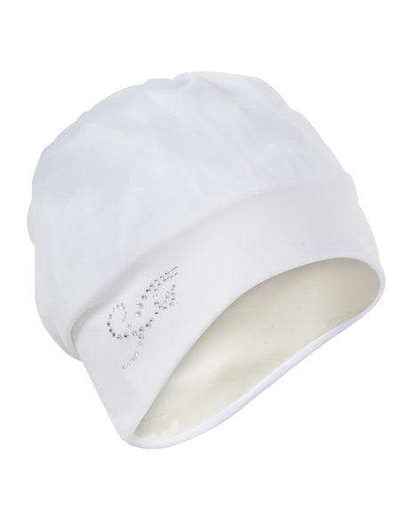 Fashy Applique Fabric Swim Cap - White - Product Side