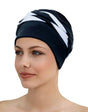 Fashy Braid Fabric Swim Cap - Black/White - Model