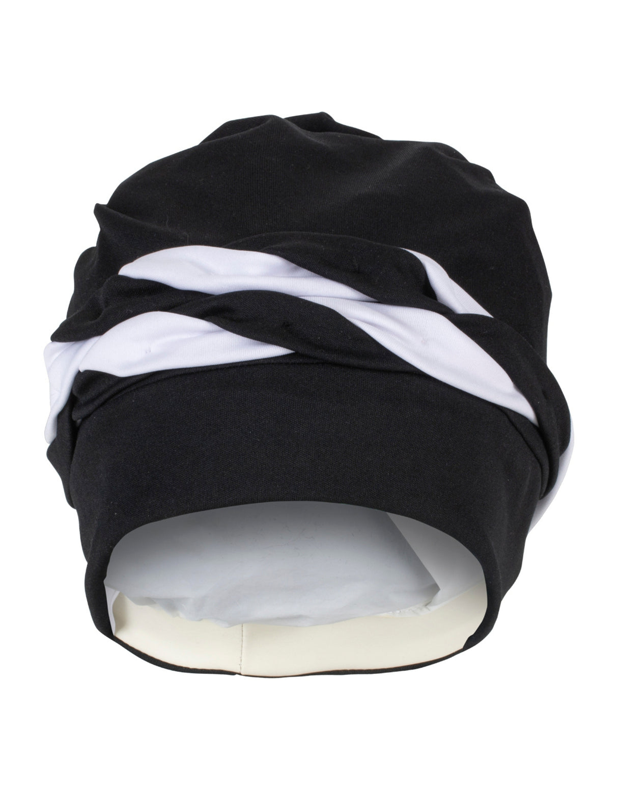 Fashy Braid Fabric Swim Cap - Black/White - Product Back