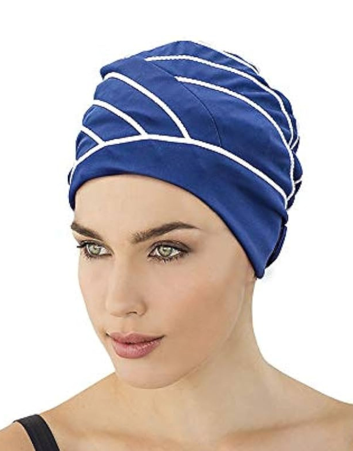 Fashy Piped Fabric Swim Cap - Navy