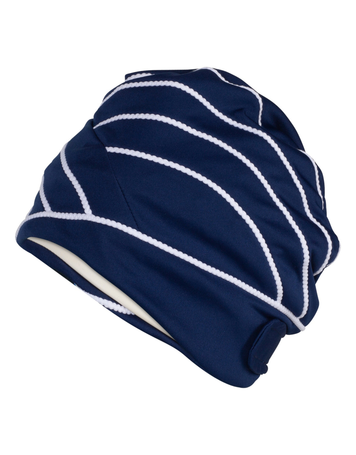 Fashy Piped Fabric Swim Cap - Navy - Product Side