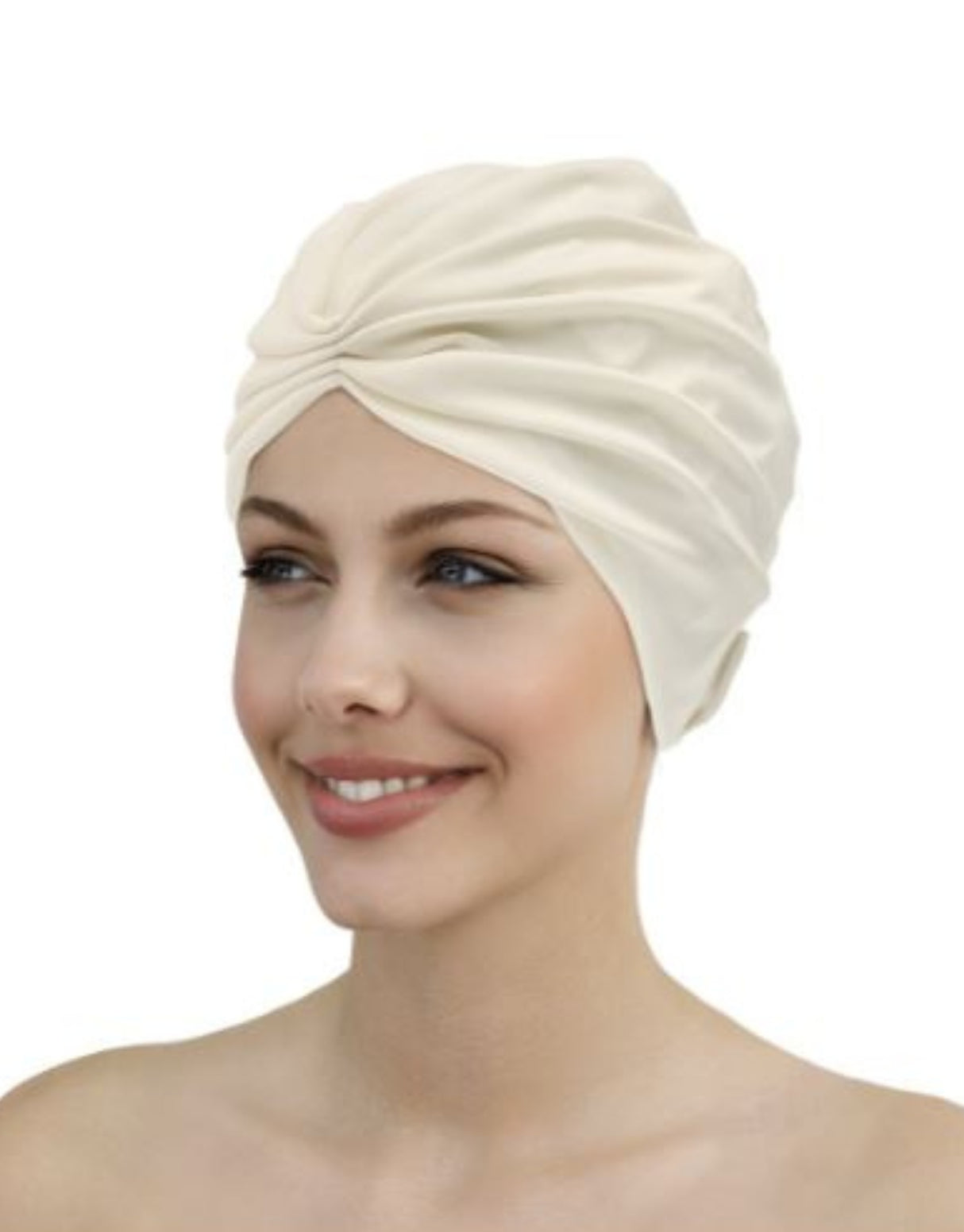 Fashy Turban Fabric Swim Cap - Champagne - Model