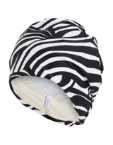 Fashy Zebra Stripe Fabric Swim Cap - Black/White