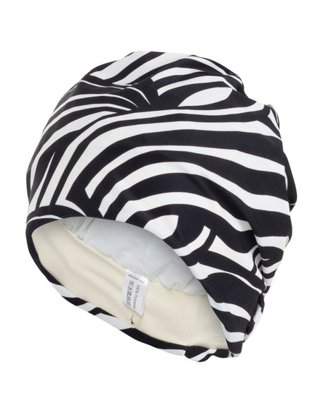 Fashy Zebra Stripe Fabric Swim Cap - Black/White