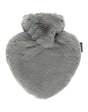 Fashy 0.7 Litre Hot Water Bottles with Extra Soft Heart Shape Plush Cover - Grey