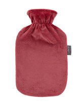Fashy 2 Litre Hot Water Bottles with Fleece Cover - Bordeaux Red