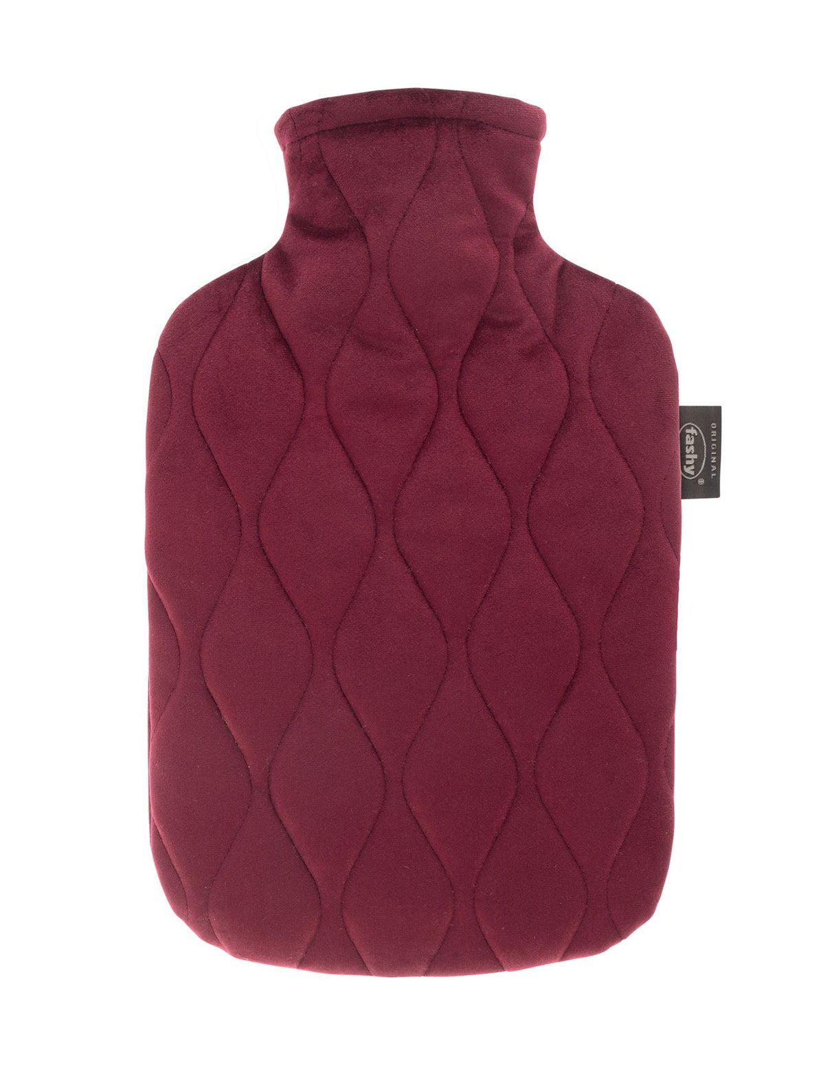 Fashy 2 Litre Hot Water Bottle with Quilted Cover - Bordeaux Red