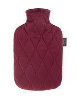 Fashy 2 Litre Hot Water Bottle with Quilted Cover - Bordeaux Red