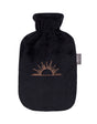 Fashy 2 Litre Hot Water Bottle with Sunrise Plush Cover - Black