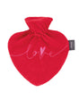Fashy 0.7 Litre Hot Water Bottles with Heart Shape Plush Cover - Red
