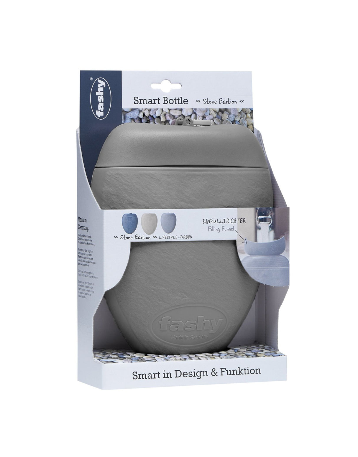 Fashy 1.8 Litre Smart Hot Water Bottle - Stone Edition - Grey - Product Packaging