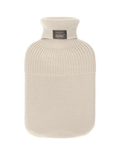 Fashy 2 Litre Hot Water Bottle with Knitted Turtleneck Cover - Beige