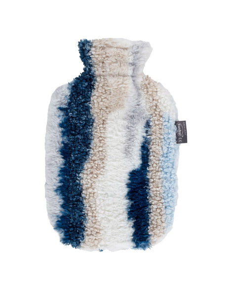 Fashy 2 Litre Hot Water Bottle with Marble Plush Cover - Blue Multi
