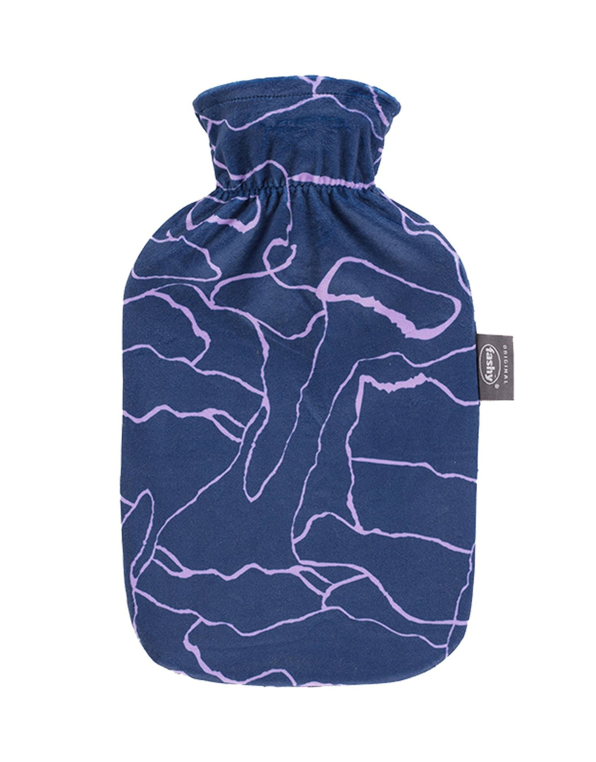 Fashy 2 Litre Hot Water Bottle with Printed Plush Cover - Navy