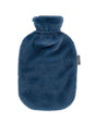 Fashy 2 Litre Hot Water Bottles with Extra Soft Plush Cover - Dark Blue