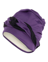Fashy Braid Fabric Swim Cap - Purple/Black - Product Side