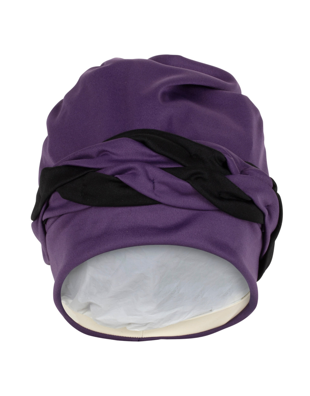 Fashy Braid Fabric Swim Cap - Purple/Black - Product Front